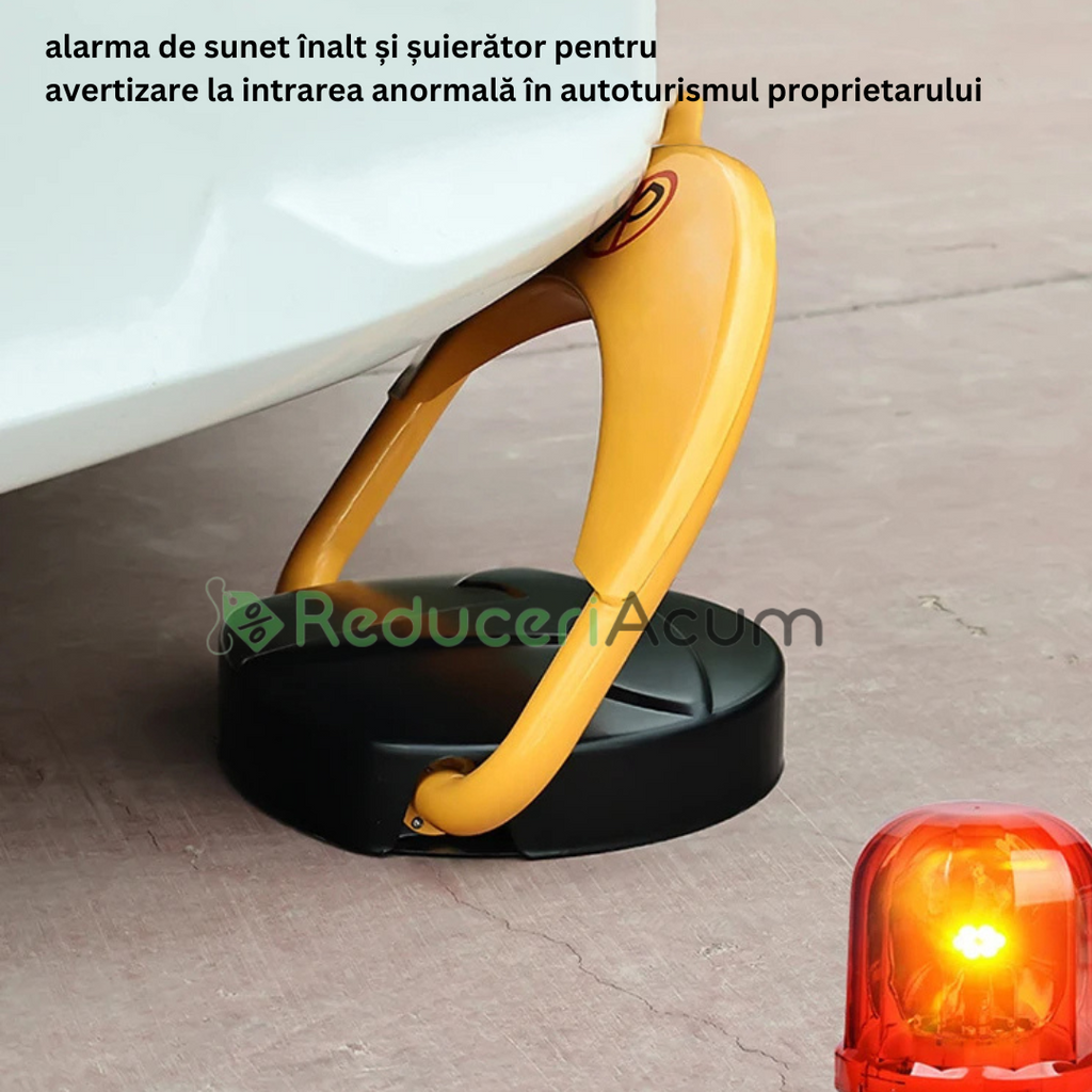 Blocator loc parcare automat telecomanda si alarma , suporta 2 tone, Galben/Negru, rezistent intemperii