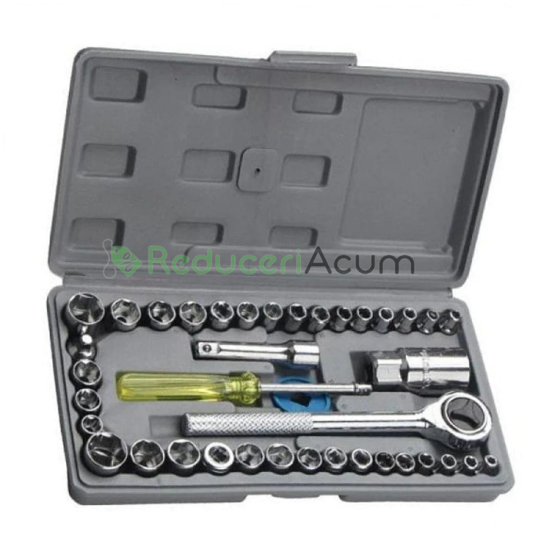 Trusa bormasina LEIHMANN, 2 acumulatori, 36V, 5Ah, incarcator si 30 accesorii, galben + Trusa 40 Piese Cadou