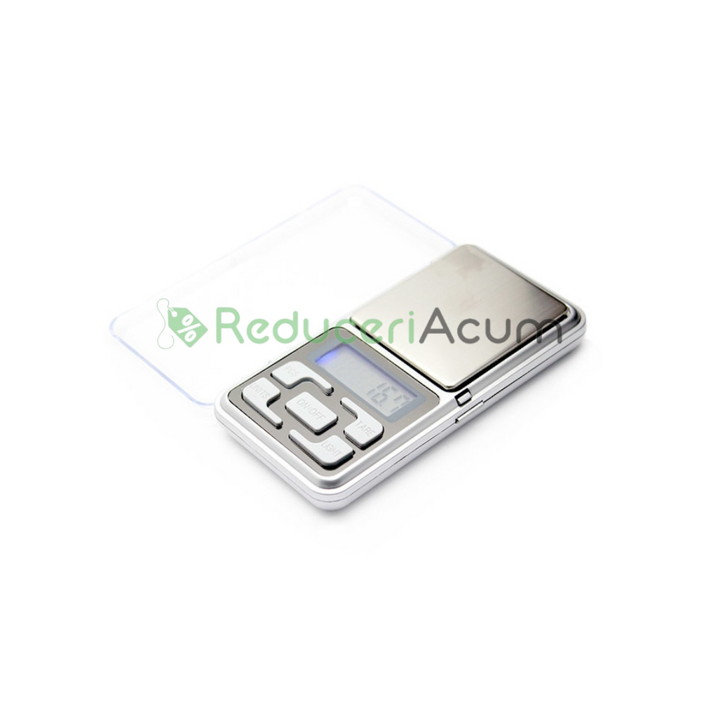 Cantar electronic portabil pentru bijuterii, capacitate 200 grame, functie Tara, acuratete 0.01 gr, Argintiu