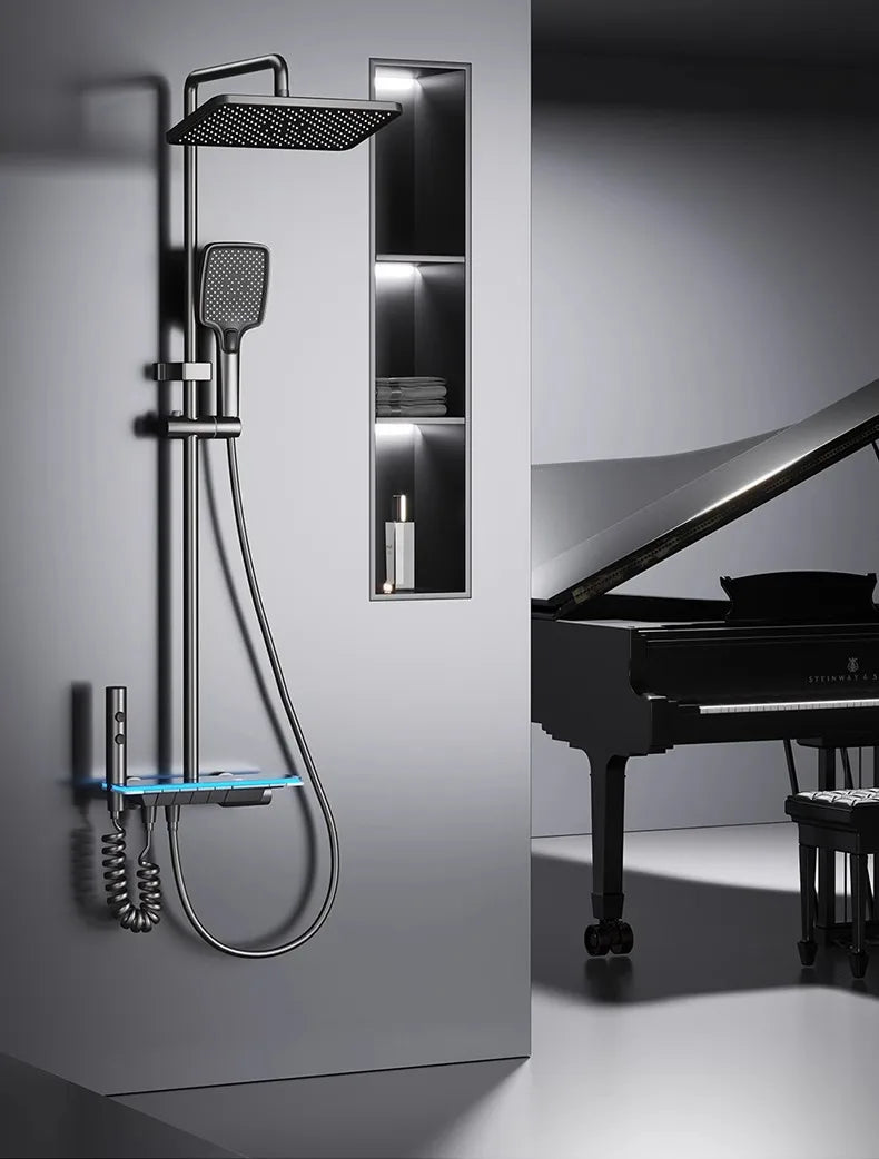 Coloana dus cu 4 functii, display si banda led, 30cm, Antracit - BSL17