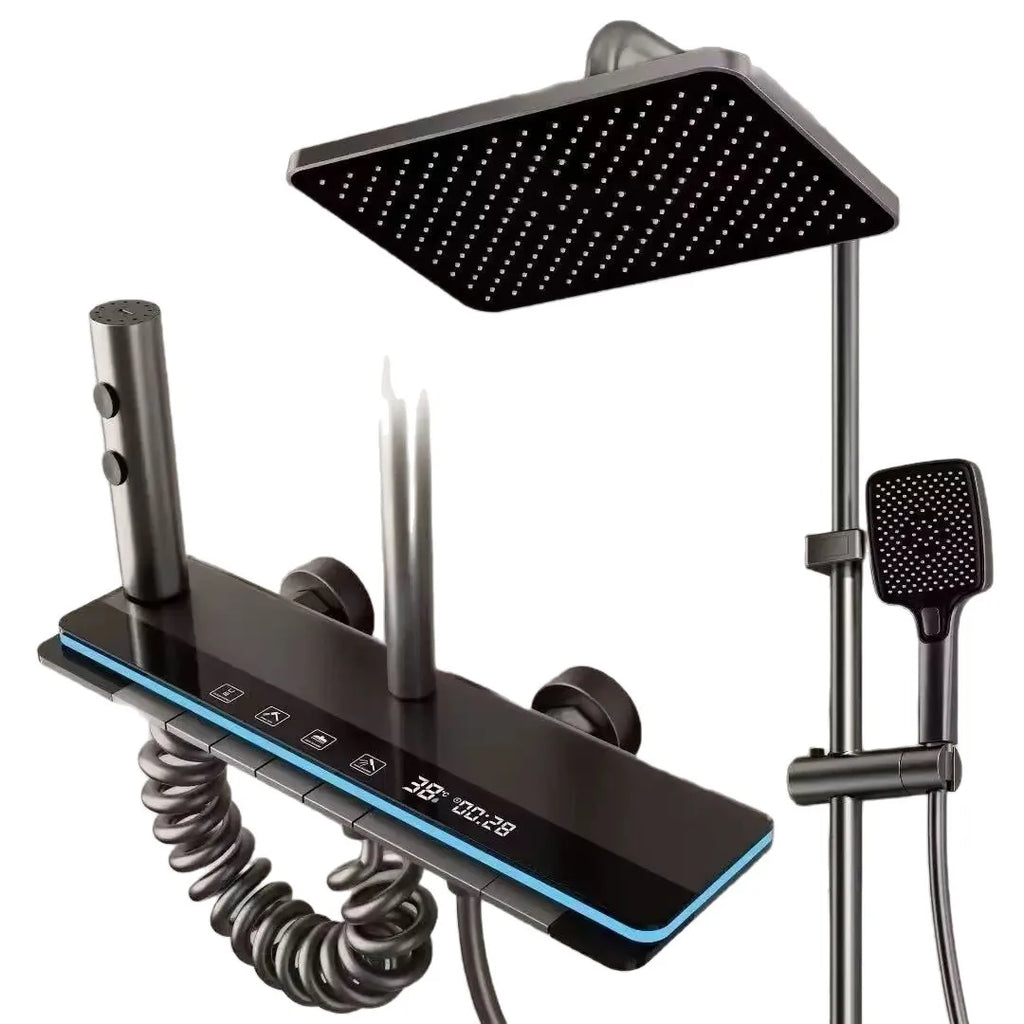 Coloana dus cu 4 functii, display si banda led, 30cm, Antracit - BSL17