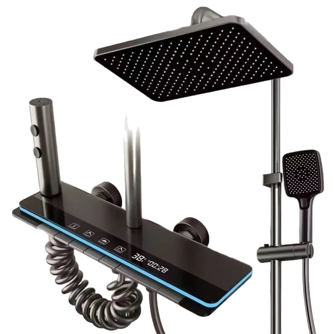 Coloana dus cu 4 functii, display si banda led, 30cm, Antracit - BSL17