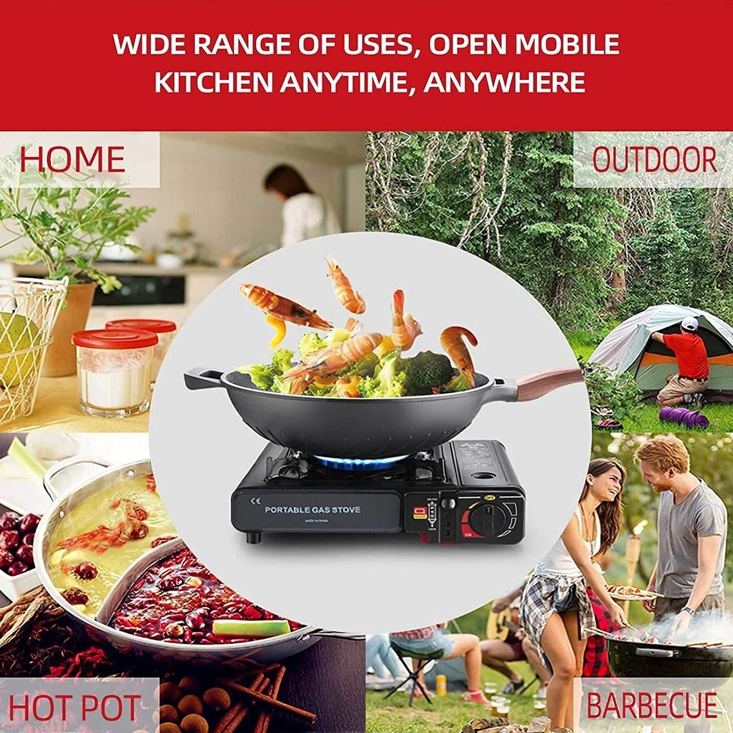 Aragaz Camping Portabil cu Aprindere Automată, Ușor și Compact, Perfect pentru Outdoor și Călătorii