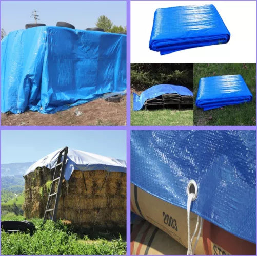 Prelată Exterior 150g/m² cu Inele Metalice – Impermeabilă, Albastru