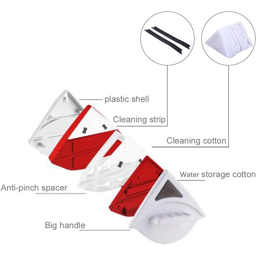 Spălător Ferestre Magnetic 3–8 mm, Dublu Față, Microfibră, Plastic Rezistent