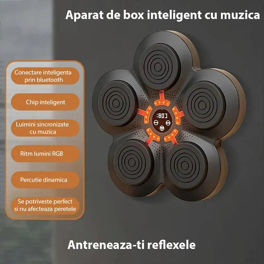 Aparat de box montabil interactiv, sincronizare Bluetooth, muzică și lumini RGB, Negru