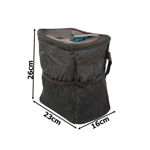 Organizator auto mini, coș de gunoi cu capac etanș, rezistent la apă și murdărie, 26 x 23 x 16 cm