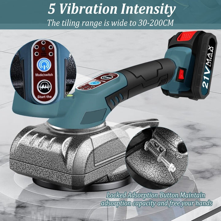 Mașină vibratoare pentru montaj plăci ceramice, ventuză 100 kg, 5 trepte, 21V Li-Ion