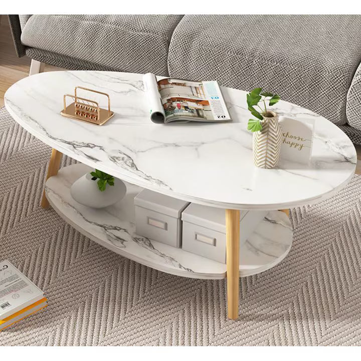 Masă de cafea modernă tip picătură, 2 niveluri, 90x48x42 cm, gri, pentru living