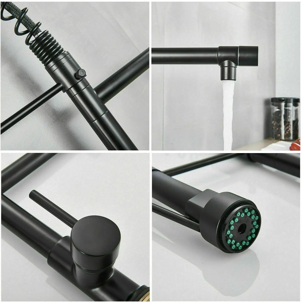 Baterie de Bucătărie DualFlow – Pipă Dublă & Duș Detașabil, Negru VST117