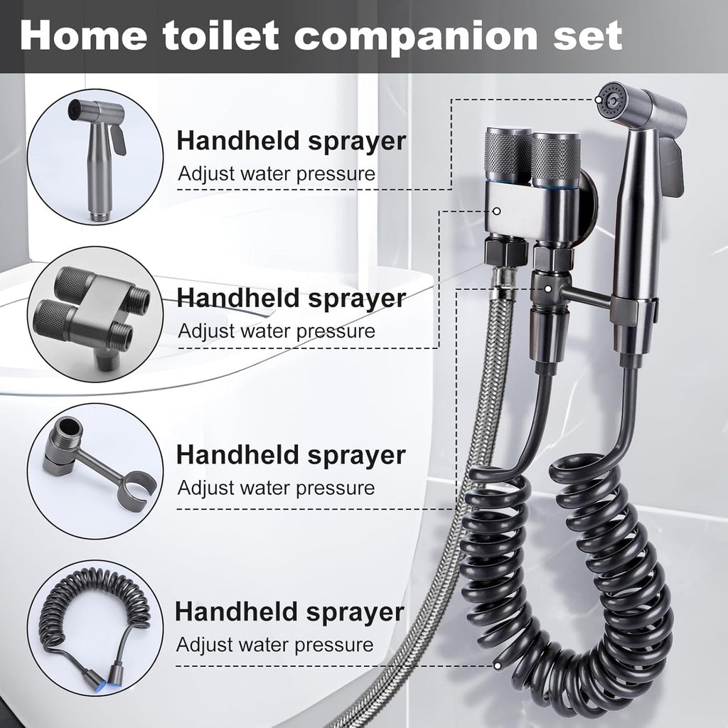 Set Dus Igienic WC si Bideu cu Furtun Extensibil – Pulverizator Igienic pentru Baie