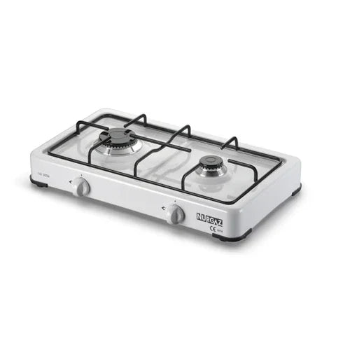 Aragaz Portabil Emailat Ertone ERT-MN 207, 2 Arzătoare, Alimentare Butelie, 57 x 27 x 7 cm, Alb