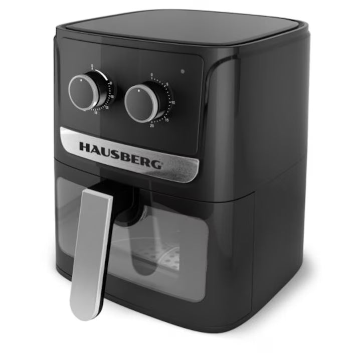 Air Fryer 5L Hausberg HB-2340 – 1300-1500W, Termostat 80-200°C, Timer 30 min, Negru