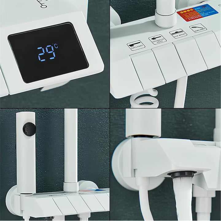 Set de duș alb premium cu termostat și afișaj digital, BSL10A