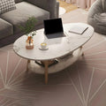 Masă de cafea modernă tip picătură, 2 niveluri, 90x48x42 cm, gri, pentru living
