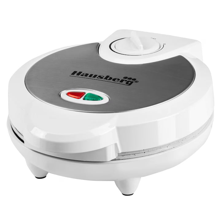 Aparat pentru Waffle Hausberg HB-3562AB – 1300W, 4 Vafe, Plăci Antiaderente, Inox, Alb