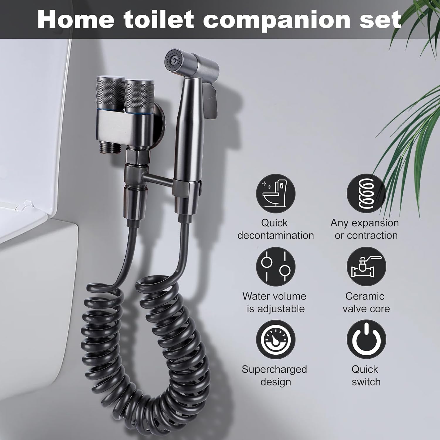 Set Dus Igienic WC si Bideu cu Furtun Extensibil – Pulverizator Igienic pentru Baie
