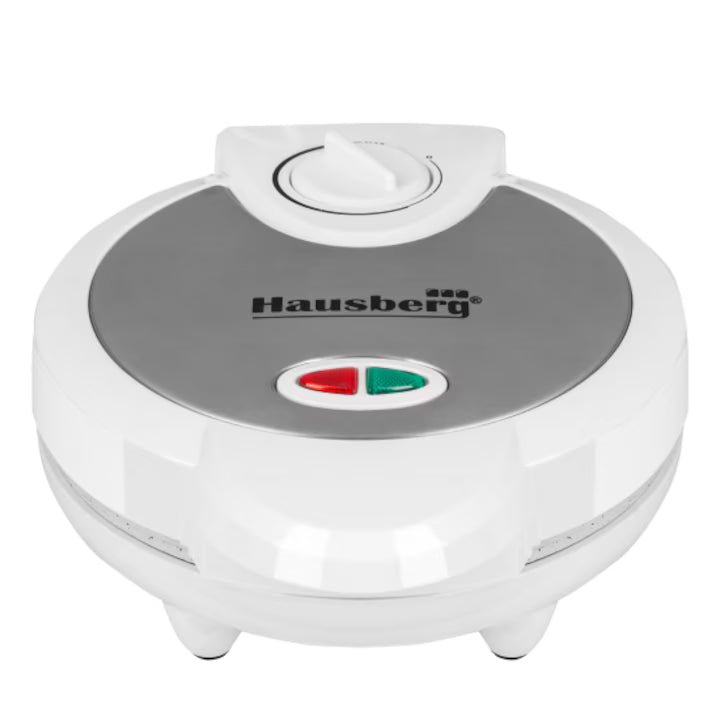 Aparat pentru Waffle Hausberg HB-3562AB – 1300W, 4 Vafe, Plăci Antiaderente, Inox, Alb
