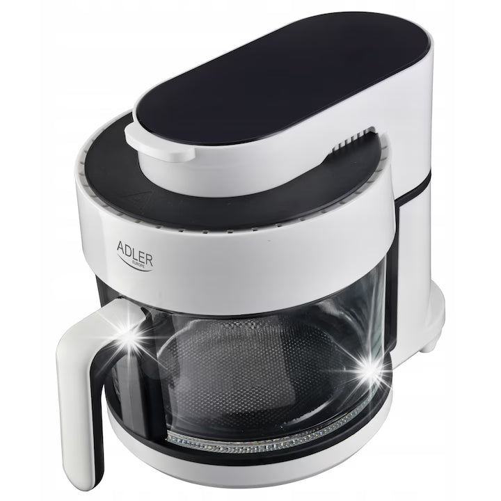 Friteuză cu Aer Cald 3L cu Bol din Sticlă – Adler AD 6316, 1400W, 8 Programe, Touch Screen