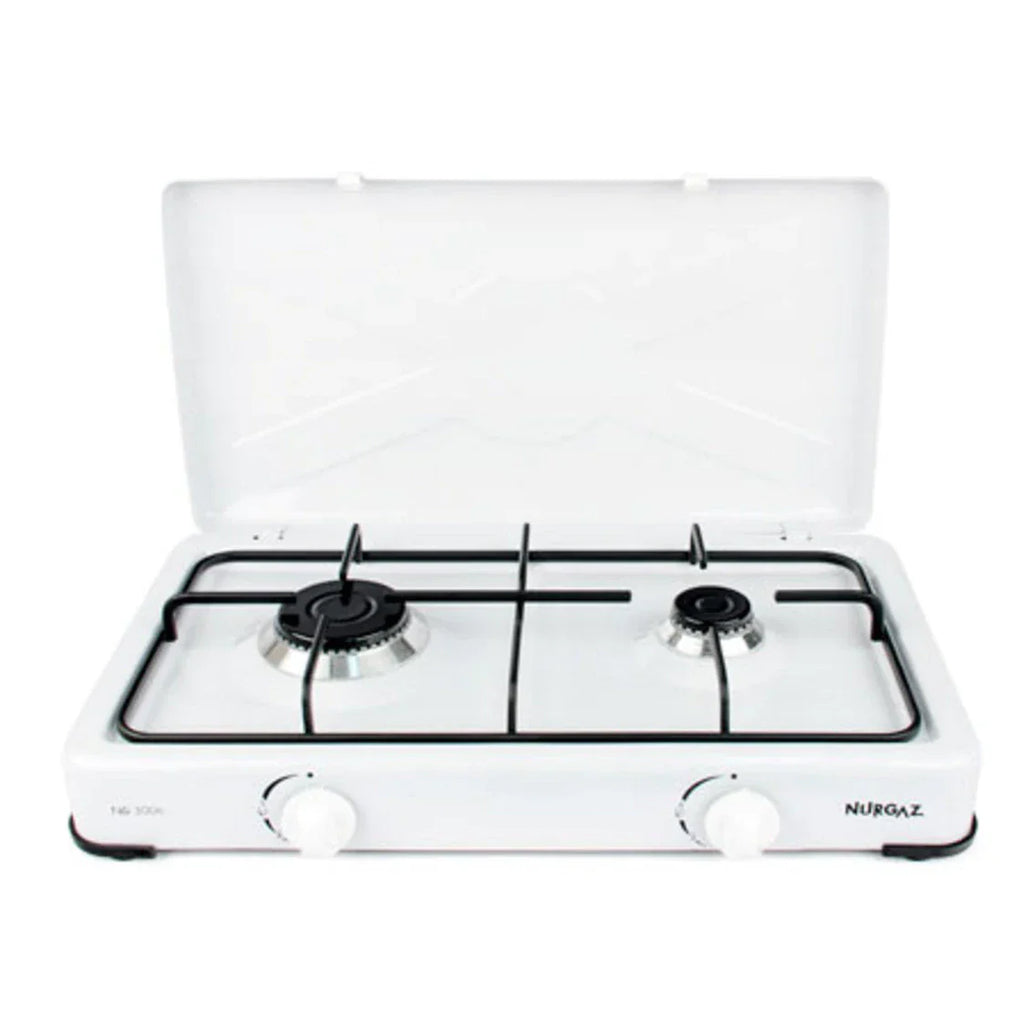 Aragaz Portabil Emailat Ertone ERT-MN 207, 2 Arzătoare, Alimentare Butelie, 57 x 27 x 7 cm, Alb
