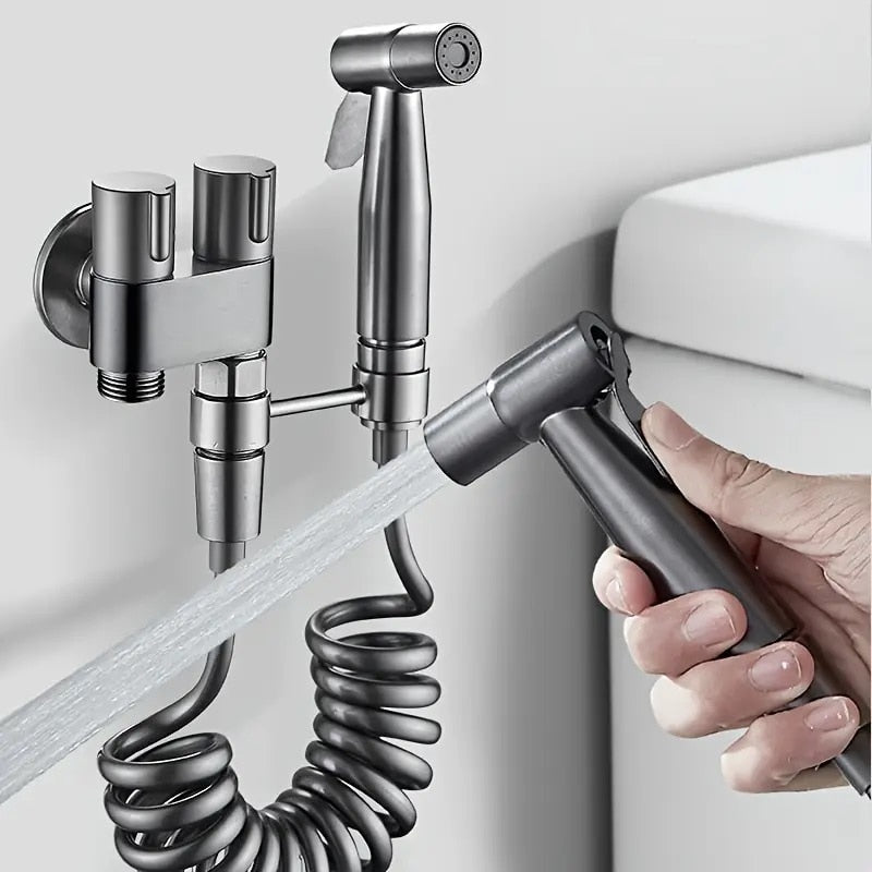 Set Dus Igienic WC si Bideu cu Furtun Extensibil – Pulverizator Igienic pentru Baie