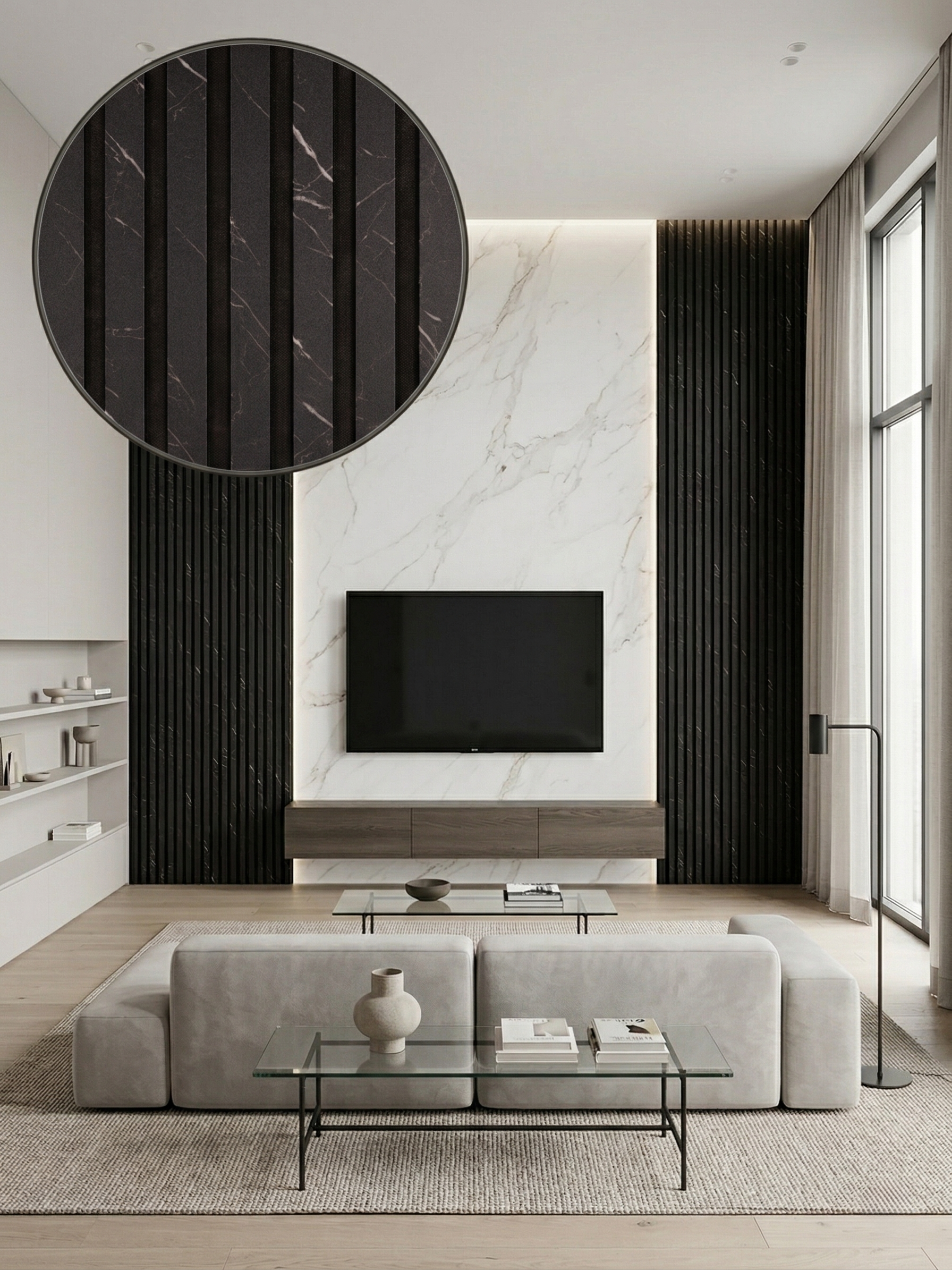 Riflaj perete interior  Negru Cu Alb