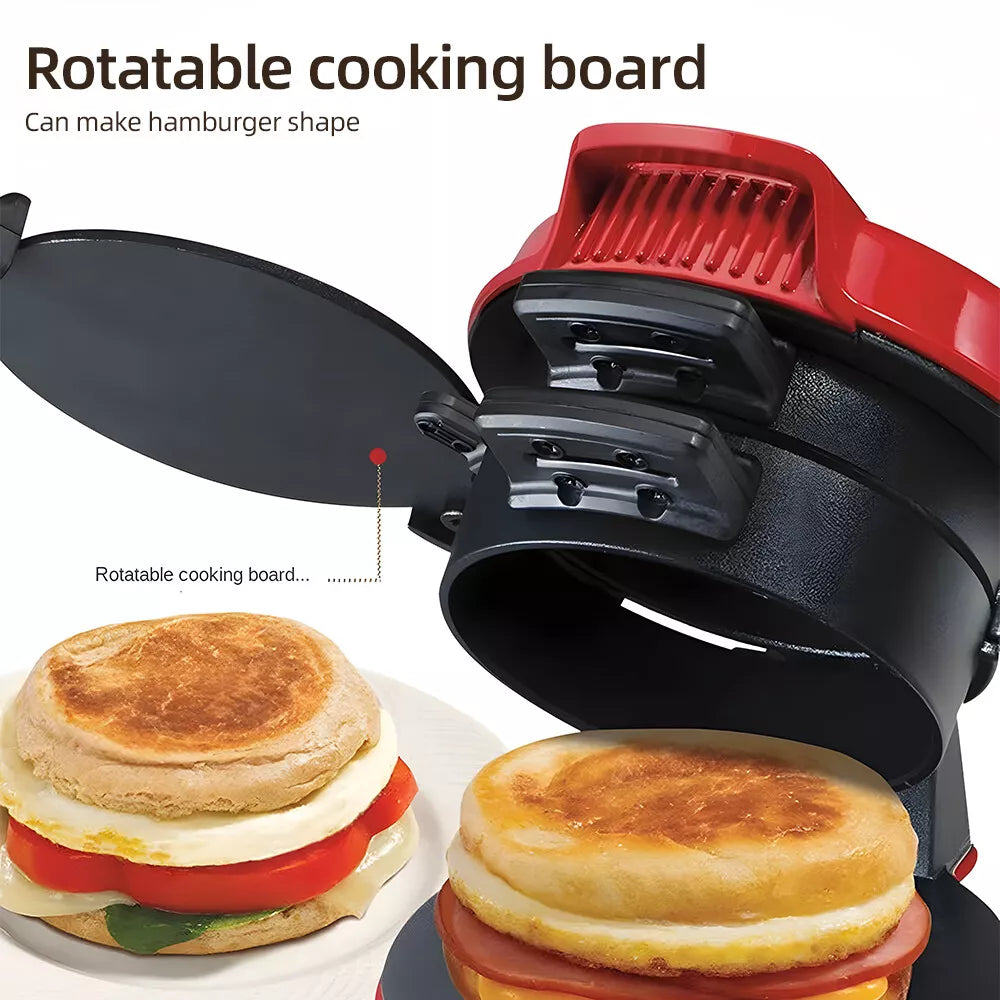 Sandwich Maker RAF 600W pentru Sandwich-uri și Burgeri, Plăci Antiaderente, Compact, Roșu