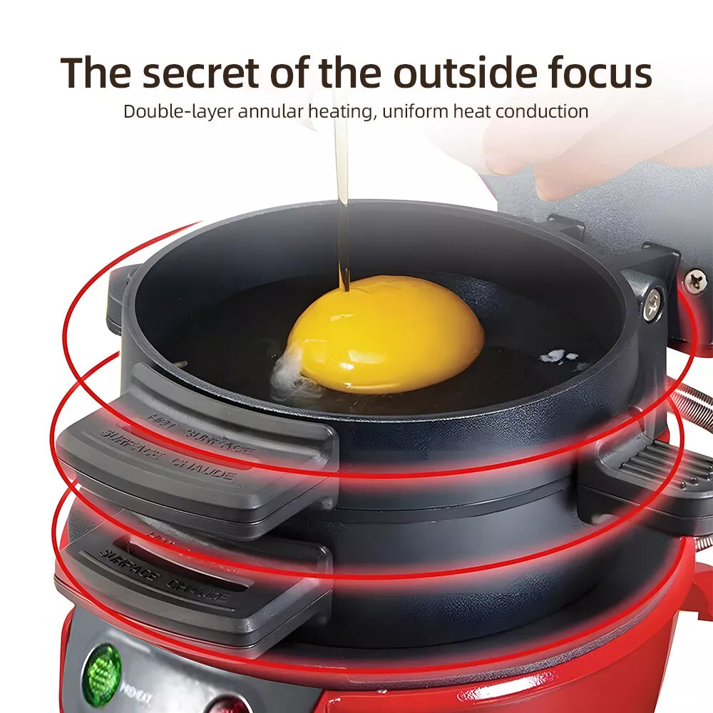 Sandwich Maker RAF 600W pentru Sandwich-uri și Burgeri, Plăci Antiaderente, Compact, Roșu