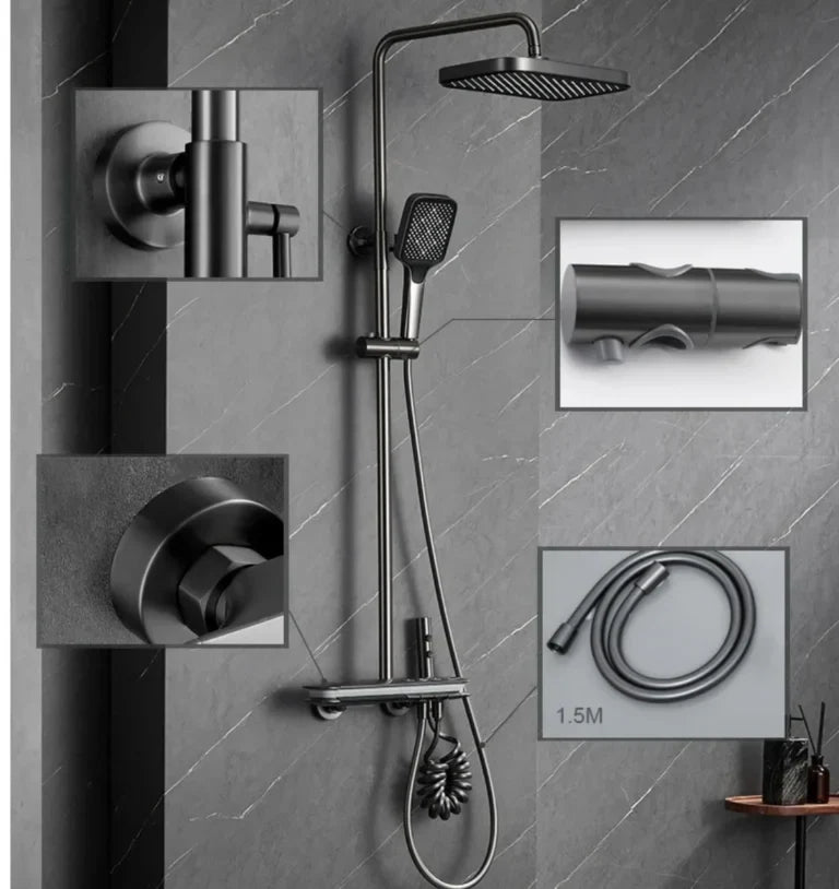 Coloană de Duș RainGlow – Afișaj Digital și LED-uri pentru O Experiență Premium
