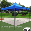 Cort albastru Pavilion 3x3m  Pliabil, tip acordeon! Cadru Metal pentru Curte, Gradina, Evenimente
