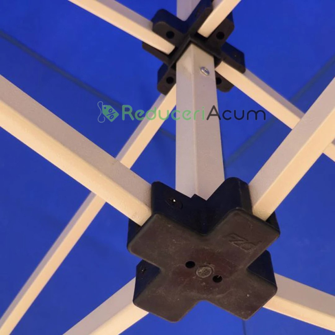 Cort albastru Pavilion 3x3m  Pliabil, tip acordeon! Cadru Metal pentru Curte, Gradina, Evenimente