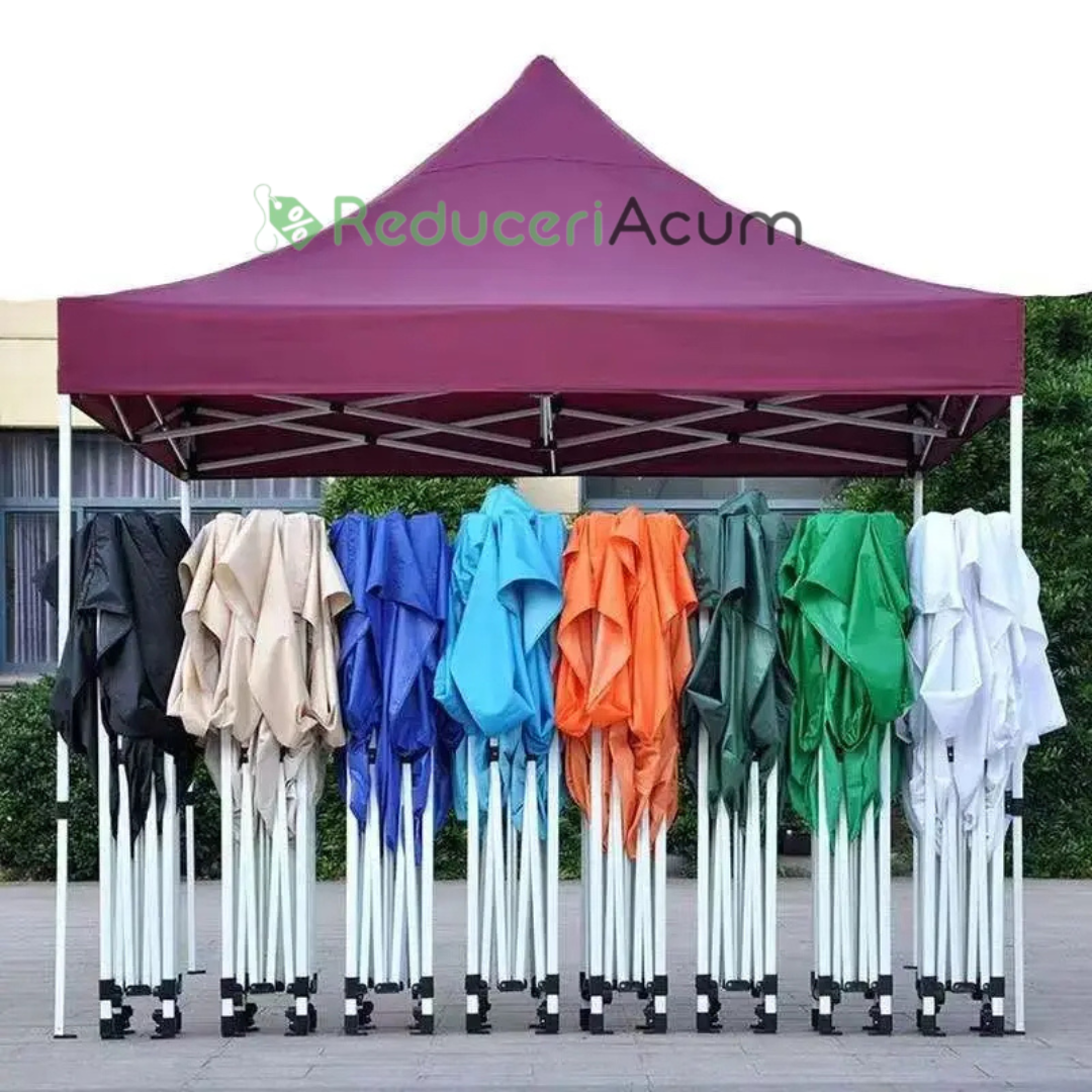 Cort albastru Pavilion 3x3m  Pliabil, tip acordeon! Cadru Metal pentru Curte, Gradina, Evenimente