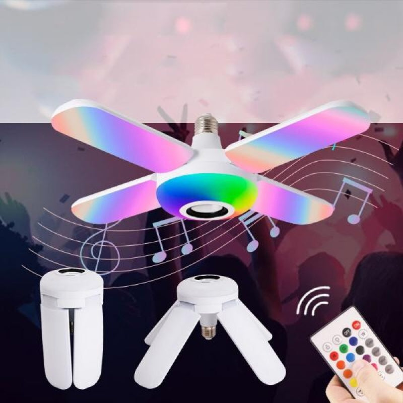 Lichidare de stoc! Bec cu patru brate, lumina multicolora, functie muzicala prin bluetooth si cu telecomanda inclusa