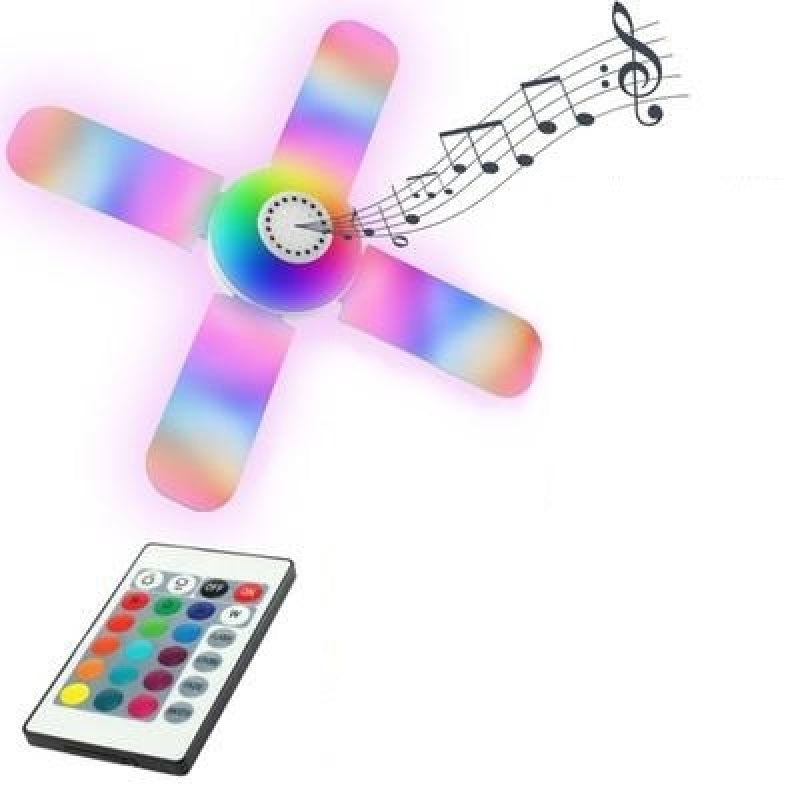 Lichidare de stoc! Bec cu patru brate, lumina multicolora, functie muzicala prin bluetooth si cu telecomanda inclusa