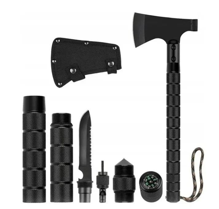 Set Topor Multifuncțional H-GO 9 Piese, Instrument de Supraviețuire pentru Camping, Drumeții și Pescuit
