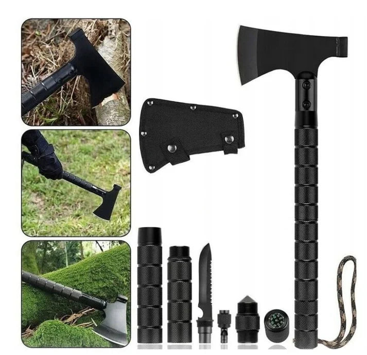 Set Topor Multifuncțional H-GO 9 Piese, Instrument de Supraviețuire pentru Camping, Drumeții și Pescuit