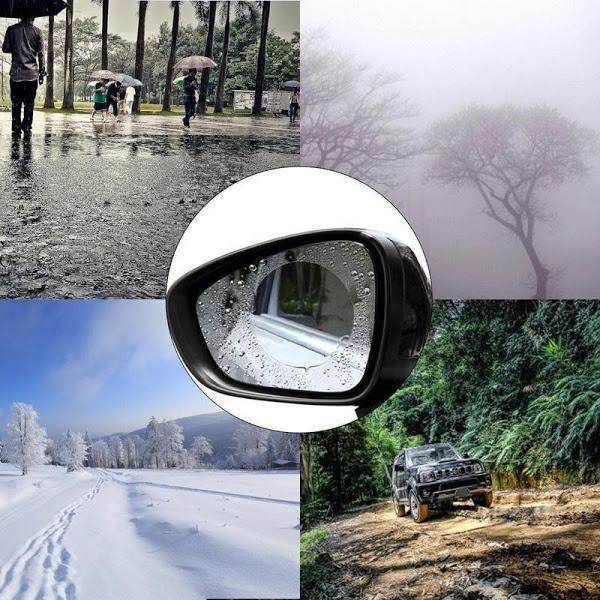 Folie Transparentă Antiaburire pentru Oglinzi Auto – Set 4 Bucăți, Instalare Rapidă