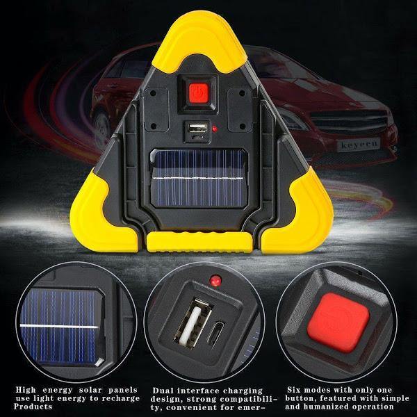 Triunghi Auto Reflectorizant LED cu Incarcare Solară și USB – Protecție Vizibilitate